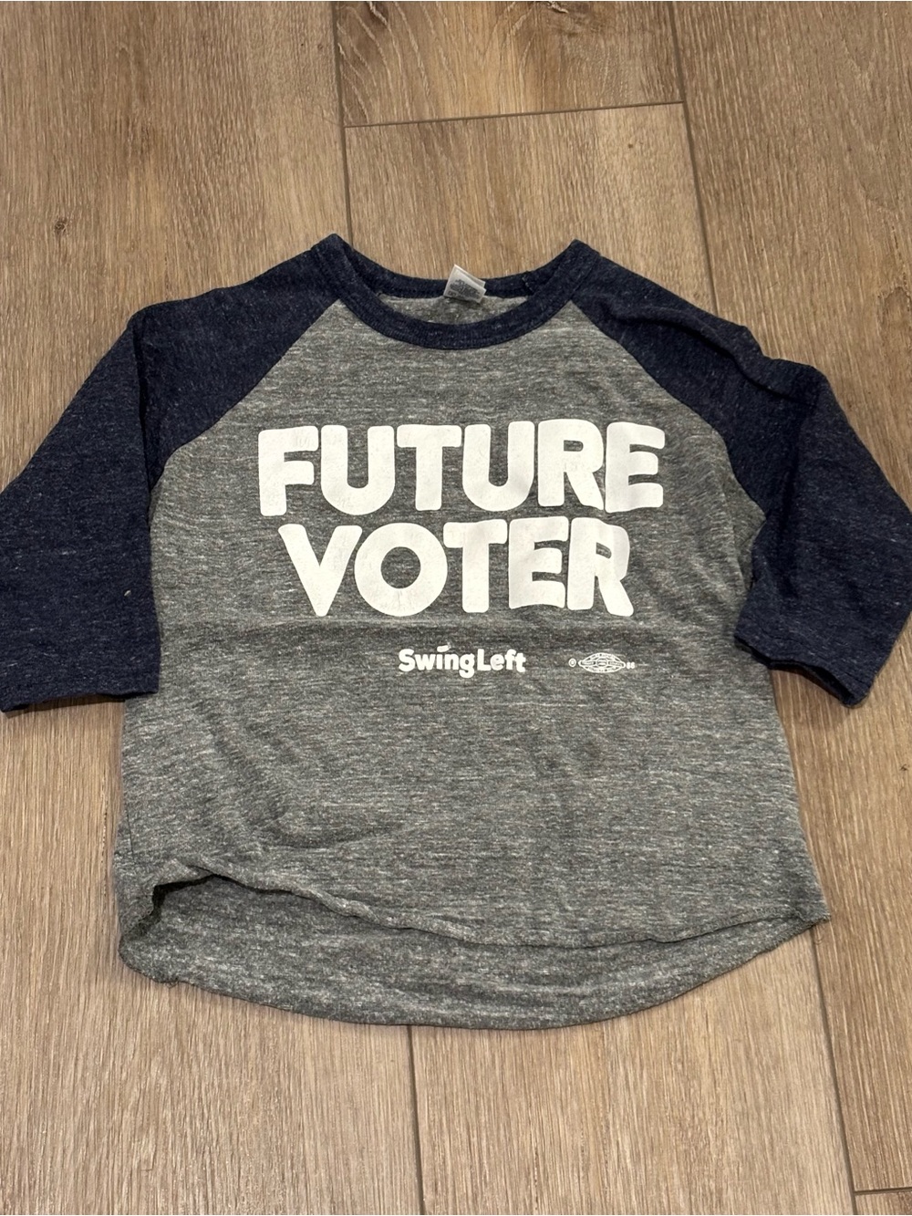 Kids 'Future Voter' Gray & Navy Raglan Shirt
